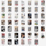 Abbildung Übersicht aller 100 Einzelseiten des Magazinlayout der neuen Piaffe.