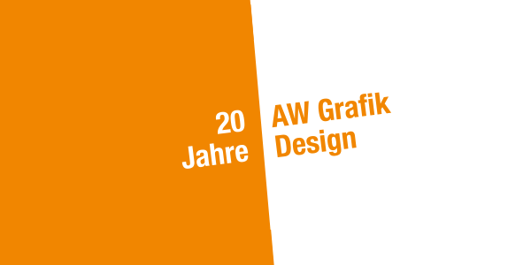 Grafik mit der Aufschrift: 20 Jahre AW Grafik Design